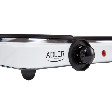 Adler AD6504 2 személyes főzőlap, 185mm-es és 155mm-es főző felület, 2500W, Fehér