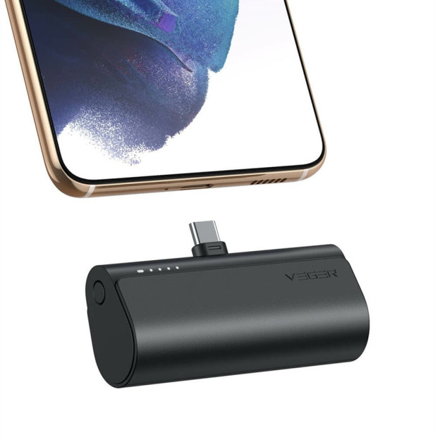 VEGER V0556 5000MAH POWER BANK BEÉPÍTETT USB TYPE-C CSATLAKOZÓVAL, 1X 20W / PD3.0 TÖLTÉSSEL