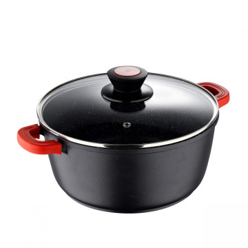 Bergner Chroma öntött alumínium lábas 28x12cm üvegfedővel,  indukciós