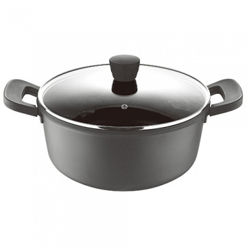 Bergner 20x9,5,cm öntött alumínium ládas üvegfedővel,  indukciós