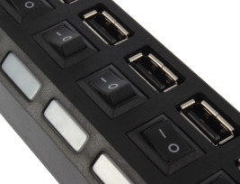 7 portos kapcsolható USB hub - Fekete