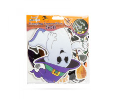 Halloween-i dekoráció szett - 6 féle motívum - csillogó spirál akasztóval
