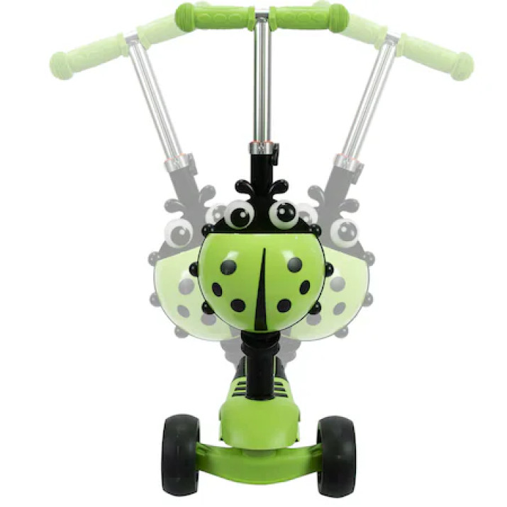 Háromkerekű roller világító kerekekkel és nyereggel - Zöld - MS-895