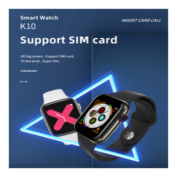 K10 Smart Watch okosóra, cserélhető szilikon szíjjal és SIM kártyás foglalattal. Angol nyelvű - Fekete - MS-382