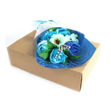Mini szappanvirág csokor dobozban - Kék - MS-406