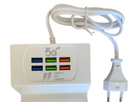 USB gyorstöltő állomás 6 aljzattal, telefontartóval 3.1A - MS-810