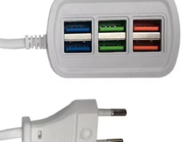 6 portos USB hálózati gyorstöltő 3.1A - MS-809