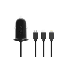 Szivargyújtós adapter 4 az 1-ben + USB - Fekete