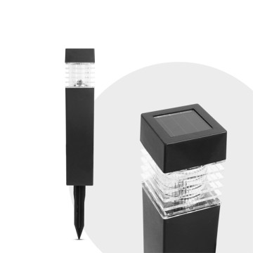 Leszúrható szolár lámpa - fekete, melegfehér - 5,7 x 5,7 x 28 (+12) cm