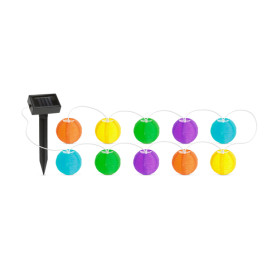 Szolár lampion fényfüzér - 10 db színes lampion