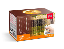 Fényfüggöny - 100 db melegfehér LED-del - 3 x 1 m - 230V - távirányítós