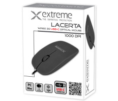 Vezetékes egér (USB-C) - Extreme Lacerta XM111K - Fekete