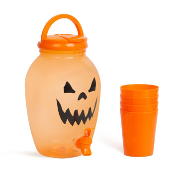 Halloween-i tök mintás italadagoló csappal, műanyag pohárszettel - 4,4 L