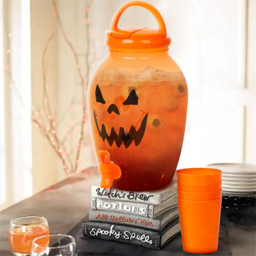 Halloween-i tök mintás italadagoló csappal, műanyag pohárszettel - 4,4 L