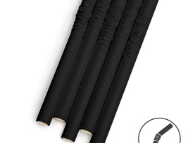 Papír szívószál - fekete - 190 x 4,5 mm - 150 db / csomag