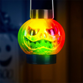 Halloween-i RGB LED lámpa - felakasztható tök - narancs / fekete - elemes