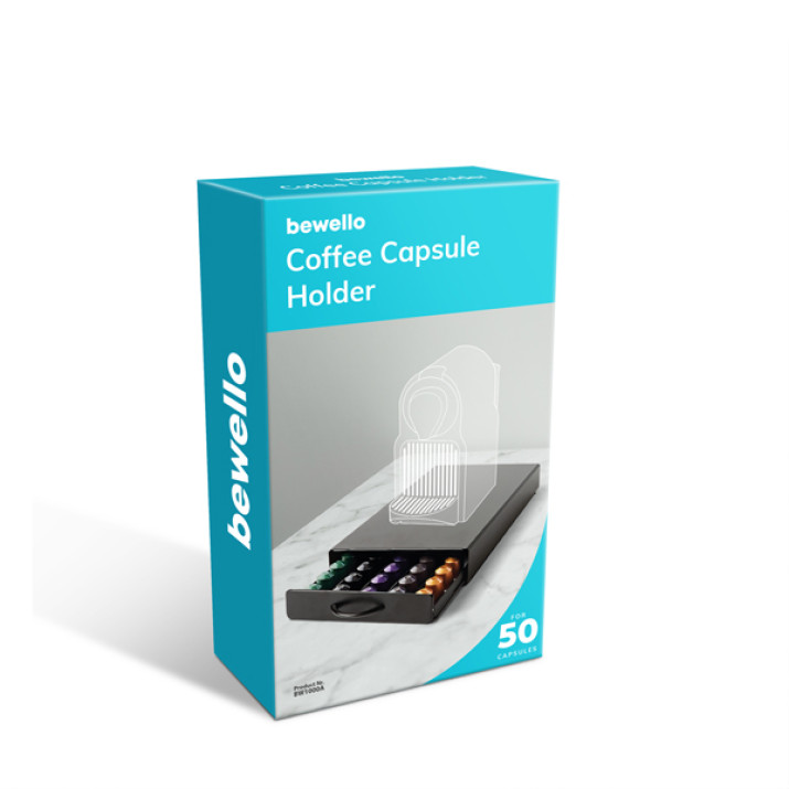 Fém kávékapszula tartó - 50 db Nespresso kapszulákhoz - 365 x 214 x 60 mm - matt fekete