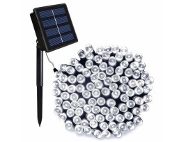 100 LED-es napelemes kerti fényfüzér, hidegfehér, 11,40 m
