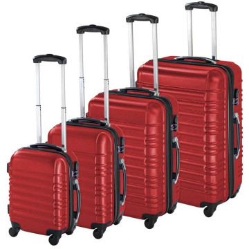 4 db-os merevfalú bőröndszett, piros