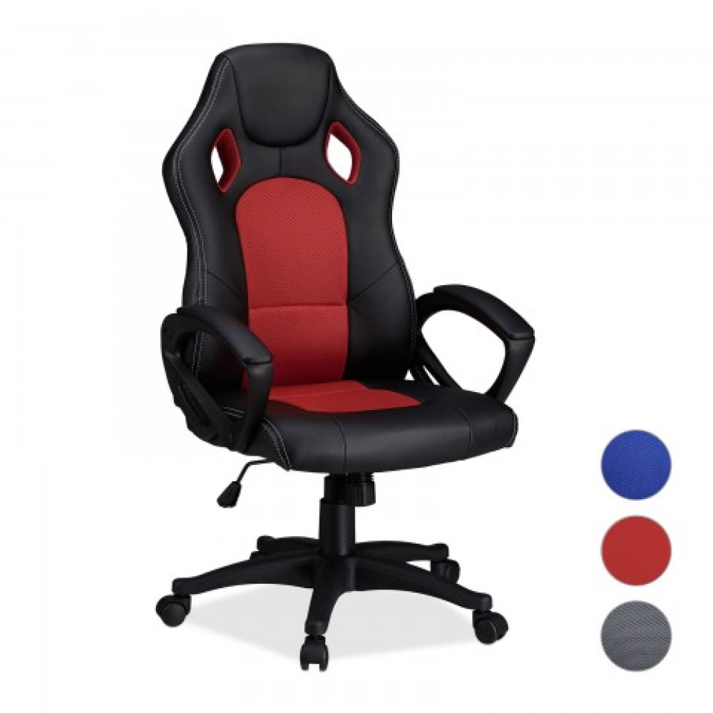 Gamer szék Basic, színes háttámla, piros