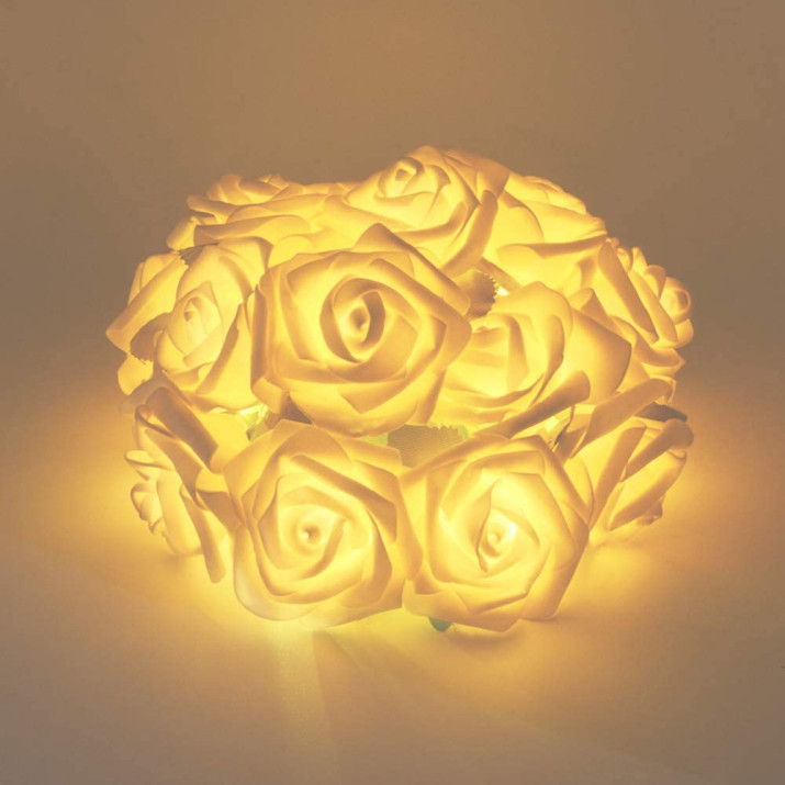 Elemes LED rózsa fényfüzér meleg fehér 4 m