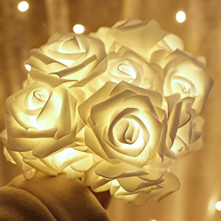 Elemes LED rózsa fényfüzér meleg fehér 4 m