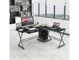 L alakú irodai asztal, fekete