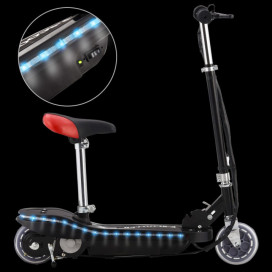 Fekete elektromos roller üléssel és LED-del 120 W - utánvéttel vagy ingyenes szállítással