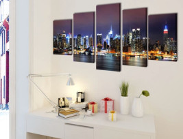 Vászon falikép szett színes new york-i Skyline 100 x 50 cm - utánvéttel vagy ingyenes szállítással