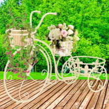 Vintage stílusú bicikli-formájú fém virágtartó állvány - utánvéttel vagy ingyenes szállítással