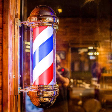 Világító Barber Shop cégér, vízálló, LED izzókkal