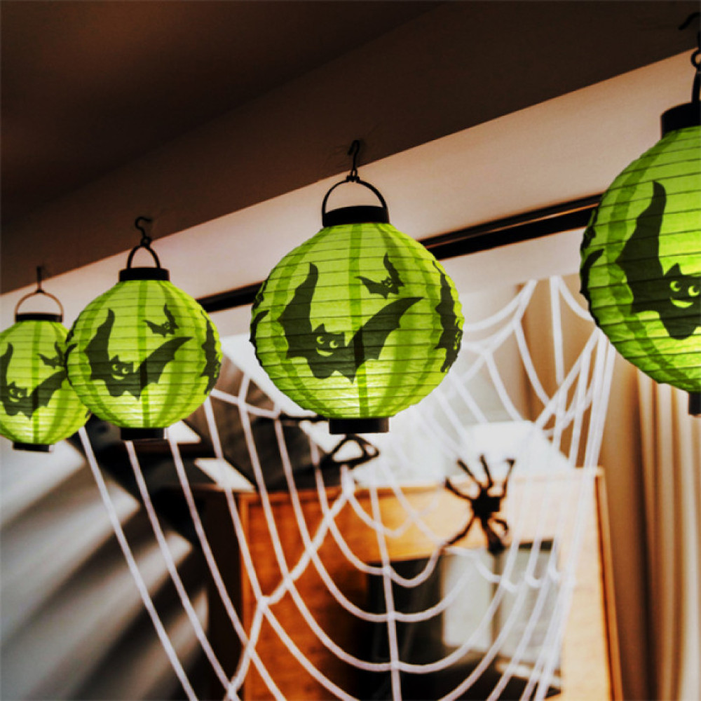 Halloween-i LED-es lampion - 20 cm - Zöld